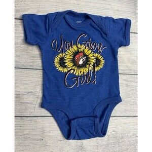 Sunflower Buc-ee’s Bucee Beaver Baby Girl Onesie Bodysuit Outfit, Size 3 months